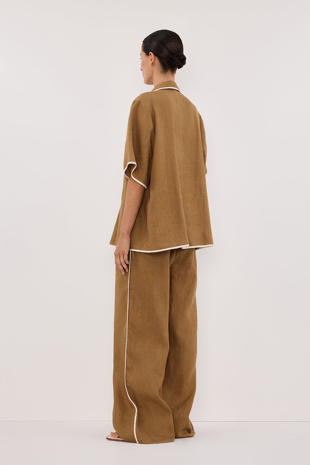 VON FERN Linen Shirt - Oversized Relaxed Fit with V Neckline