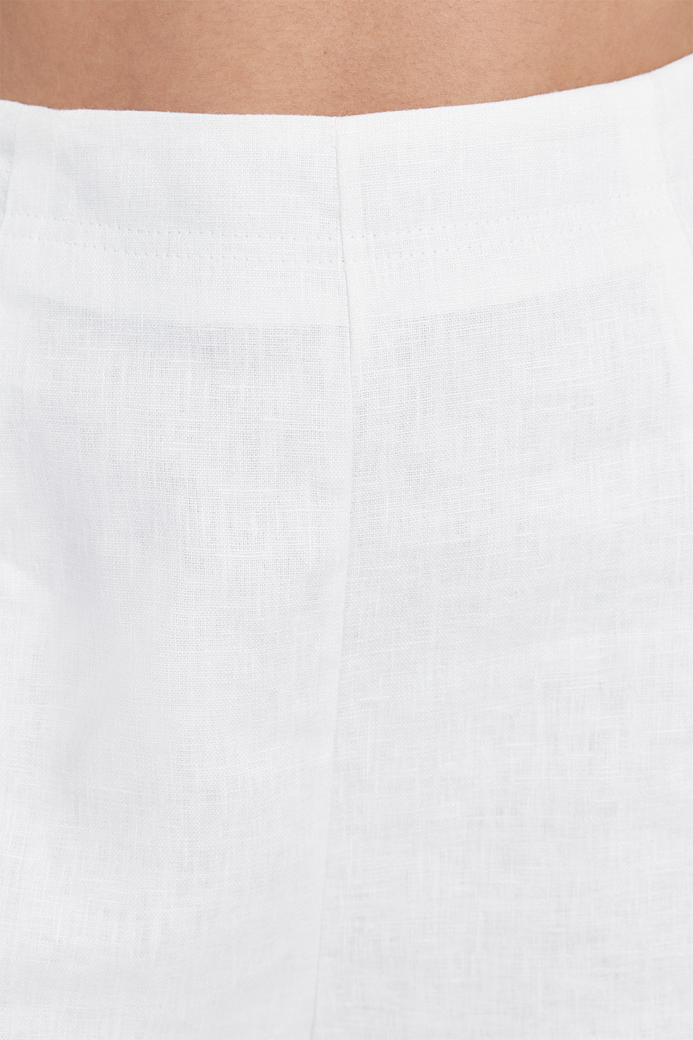 Cory High Rise White Linen Shorts with Back Zip