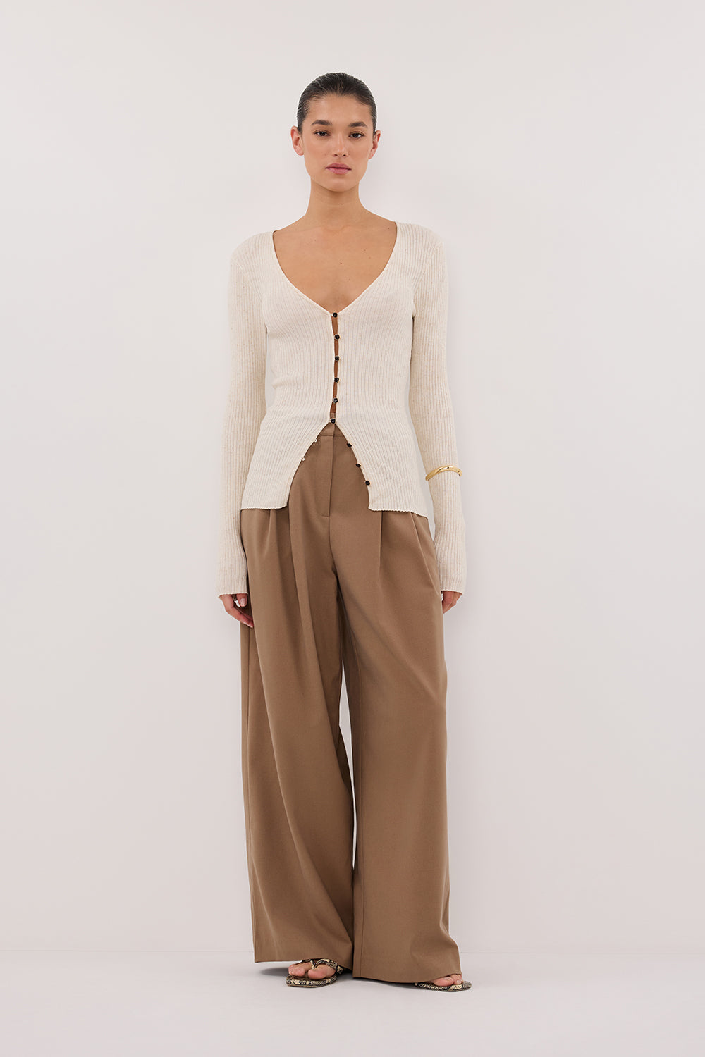Celina Tan High Rise Tailored Pants with Functional Pockets