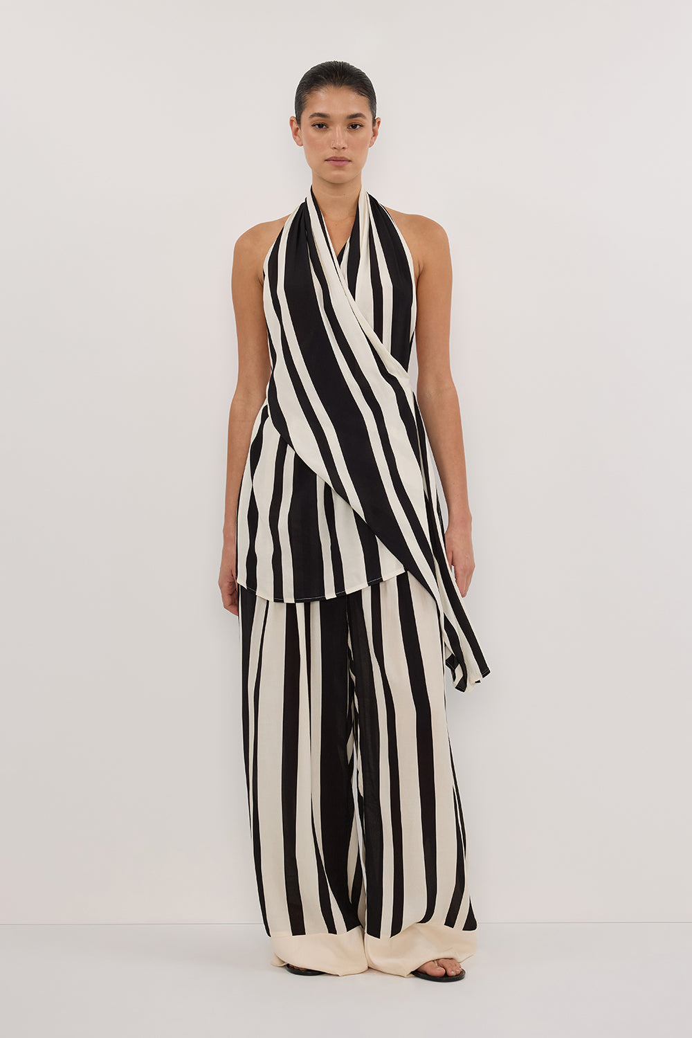 Beau Black Stripe High Rise Wide Leg Pants