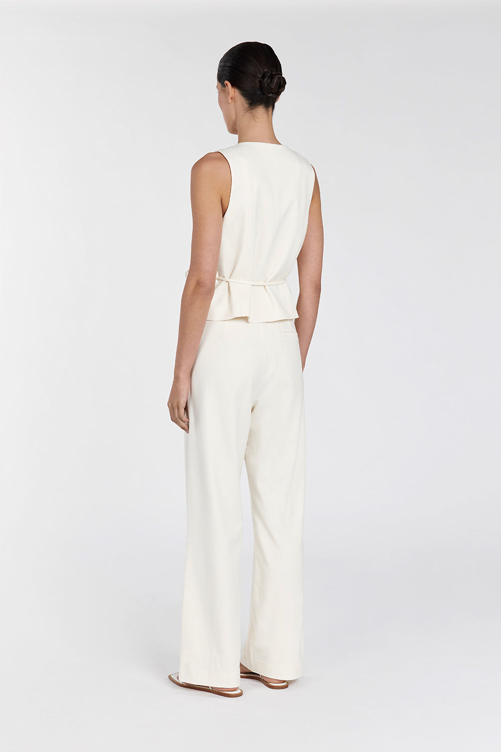 Dylan High Rise Relaxed Cream Pants with Side Pockets