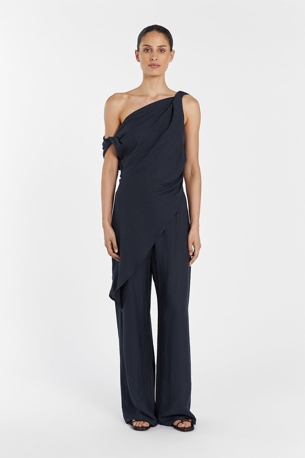 Jolie Slate Marle High Rise Linen Drawstring Pants