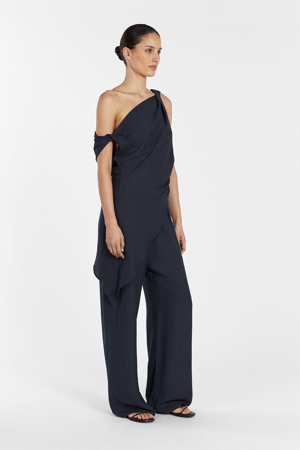 Jolie Slate Marle High Rise Linen Drawstring Pants