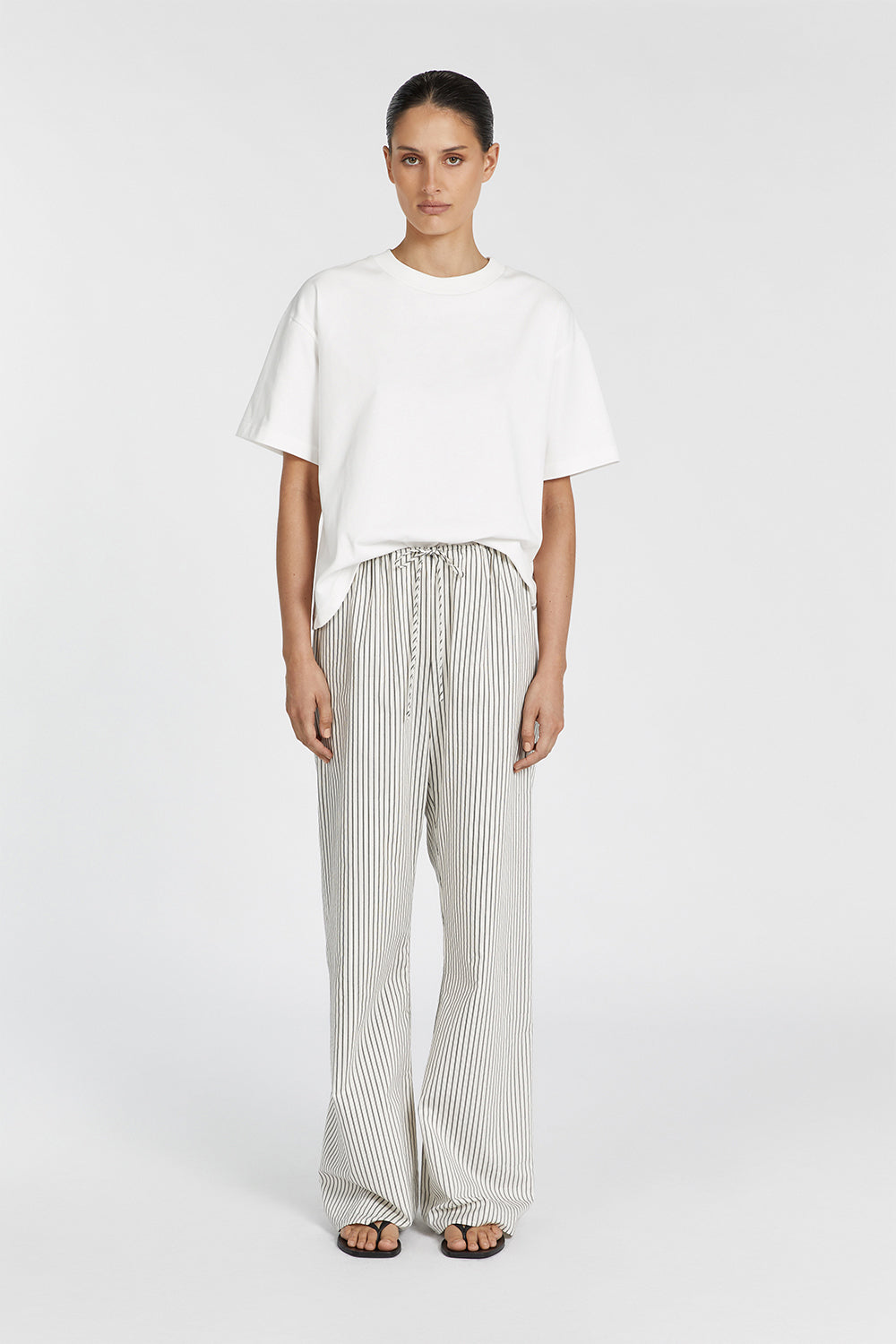 Stockholm Silk Blend Striped Pants with Elastic Waistband