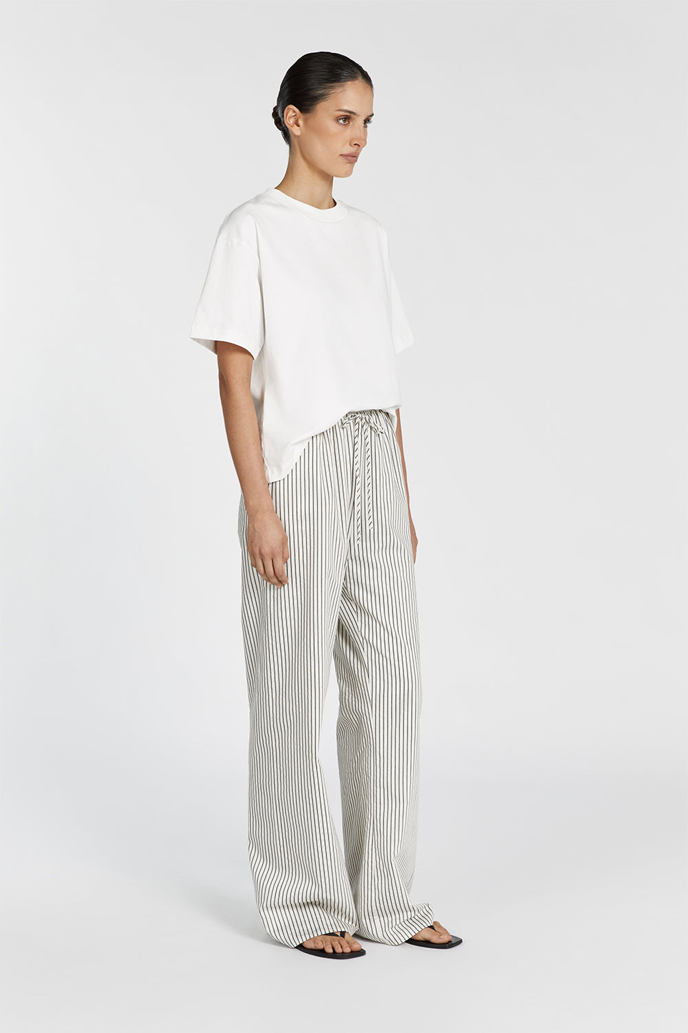 Stockholm Silk Blend Striped Pants with Elastic Waistband