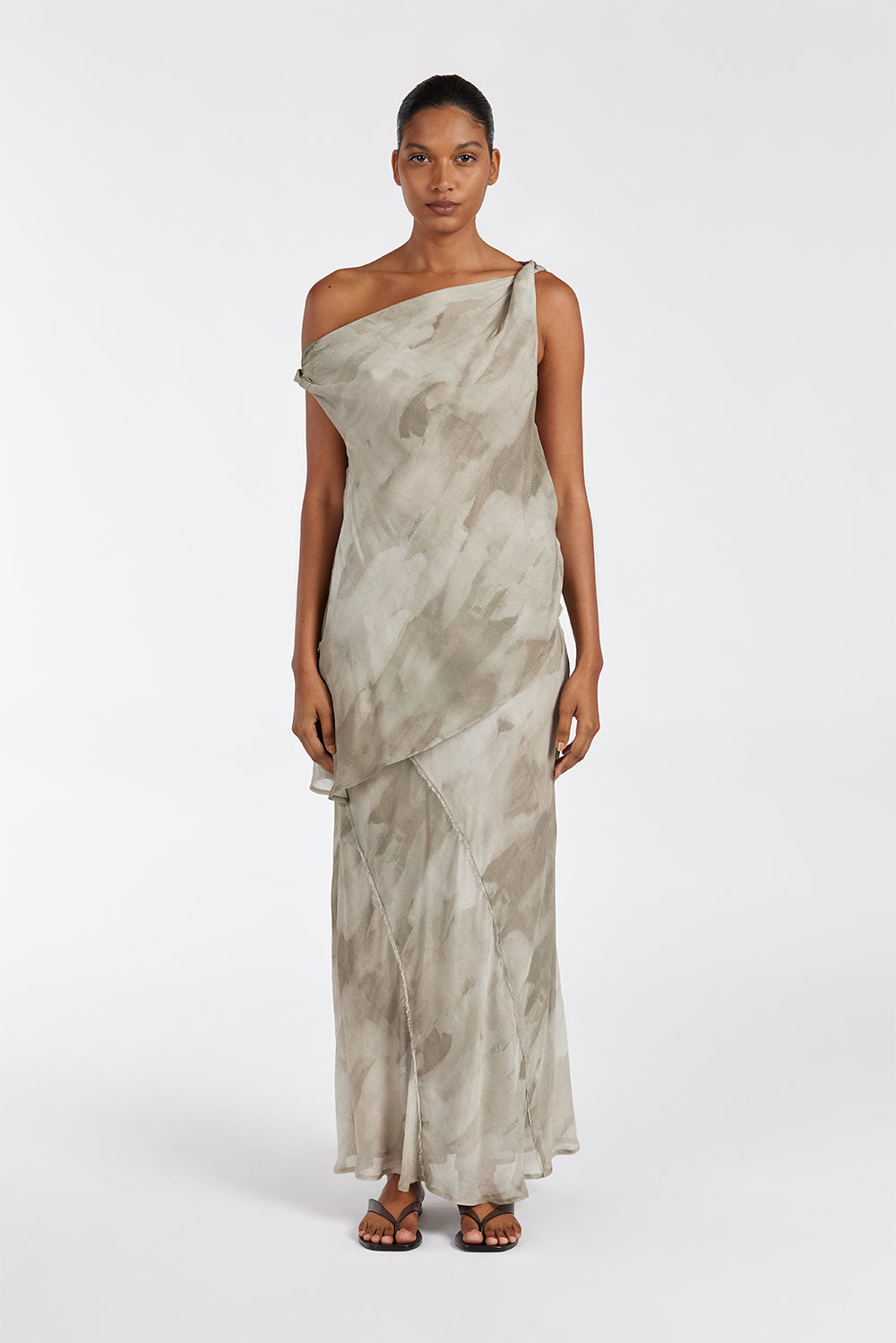 Willow Beige Printed Midi Skirt with Side Zip