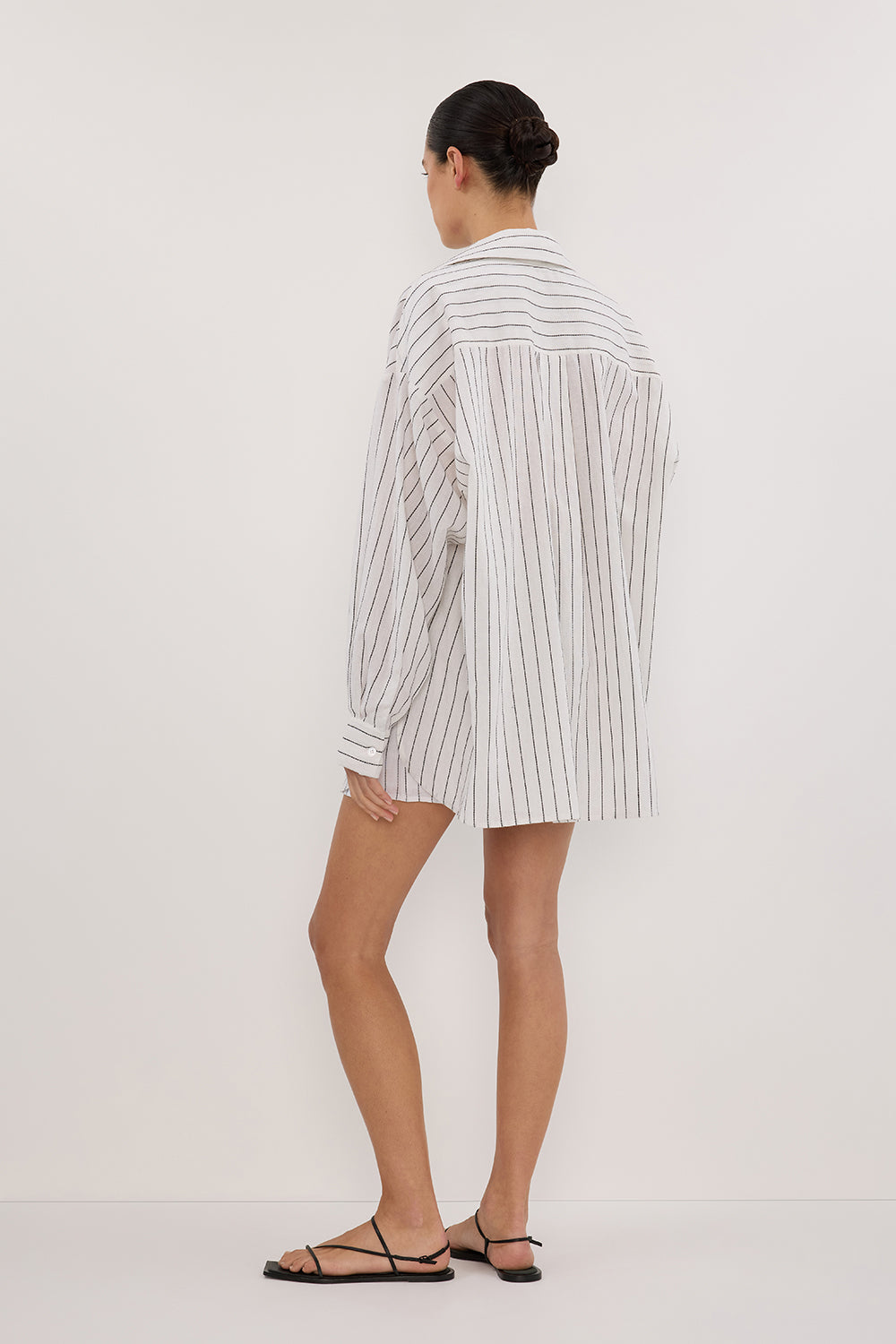 Ollie Oversized White Stripe Shirt – Collared Long Sleeve Button-Up