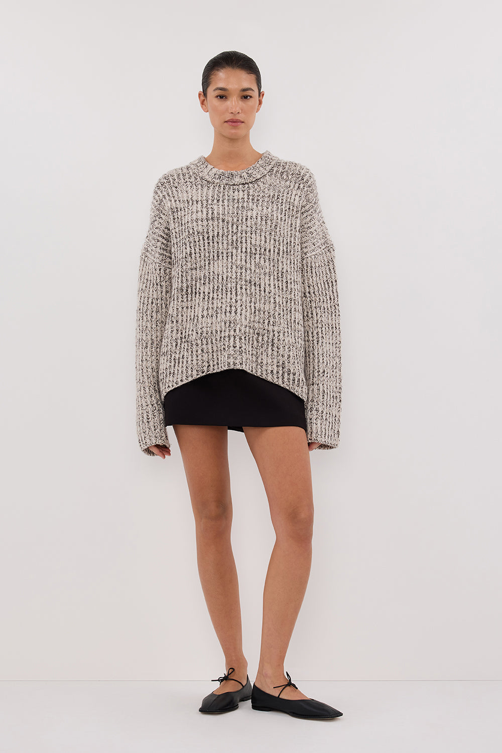 Marley Ivory & Chocolate Speckle Chunky Knit Jumper
