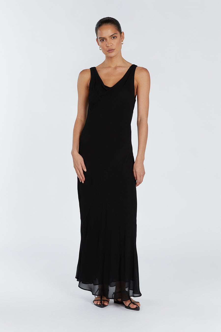 Johnny Black Viscose Cowl Neck Midi Dress - Sleeveless Slip Style