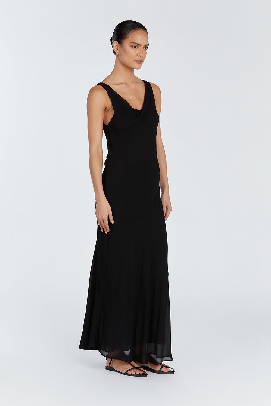 Johnny Black Viscose Cowl Neck Midi Dress - Sleeveless Slip Style
