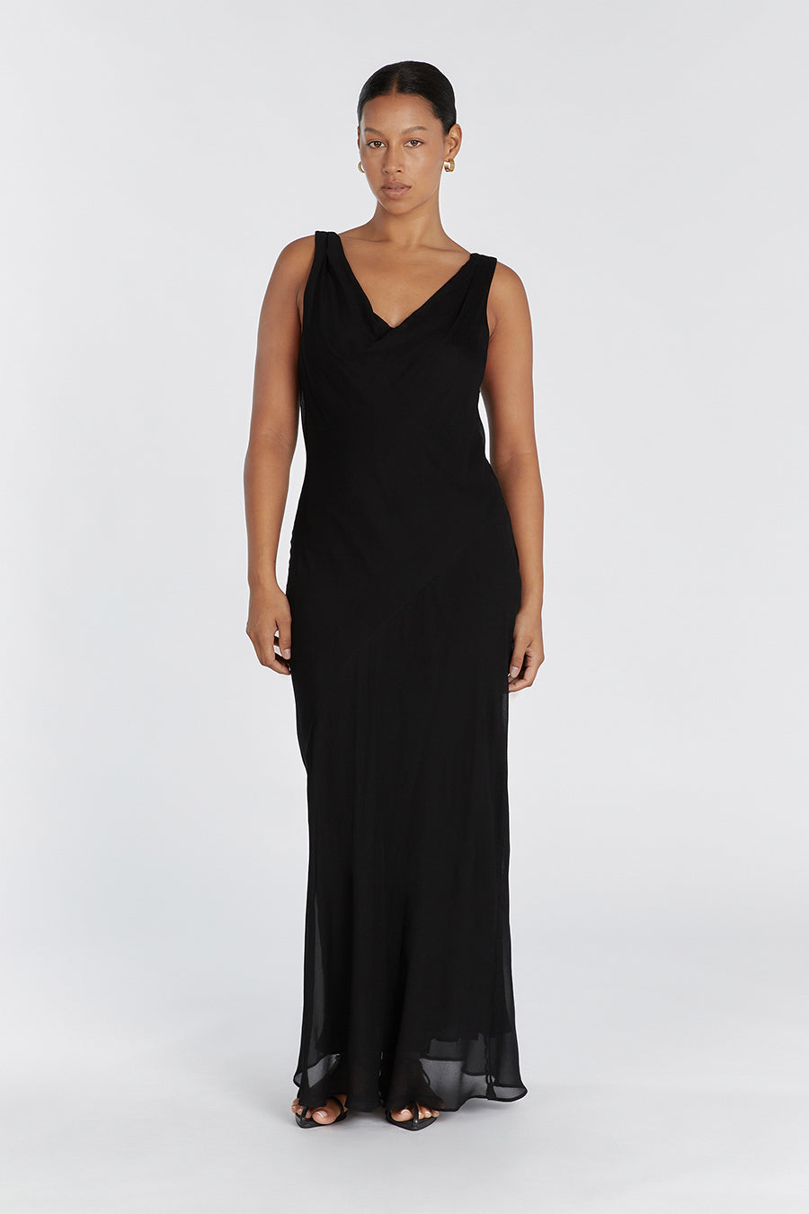 Johnny Black Viscose Cowl Neck Midi Dress - Sleeveless Slip Style