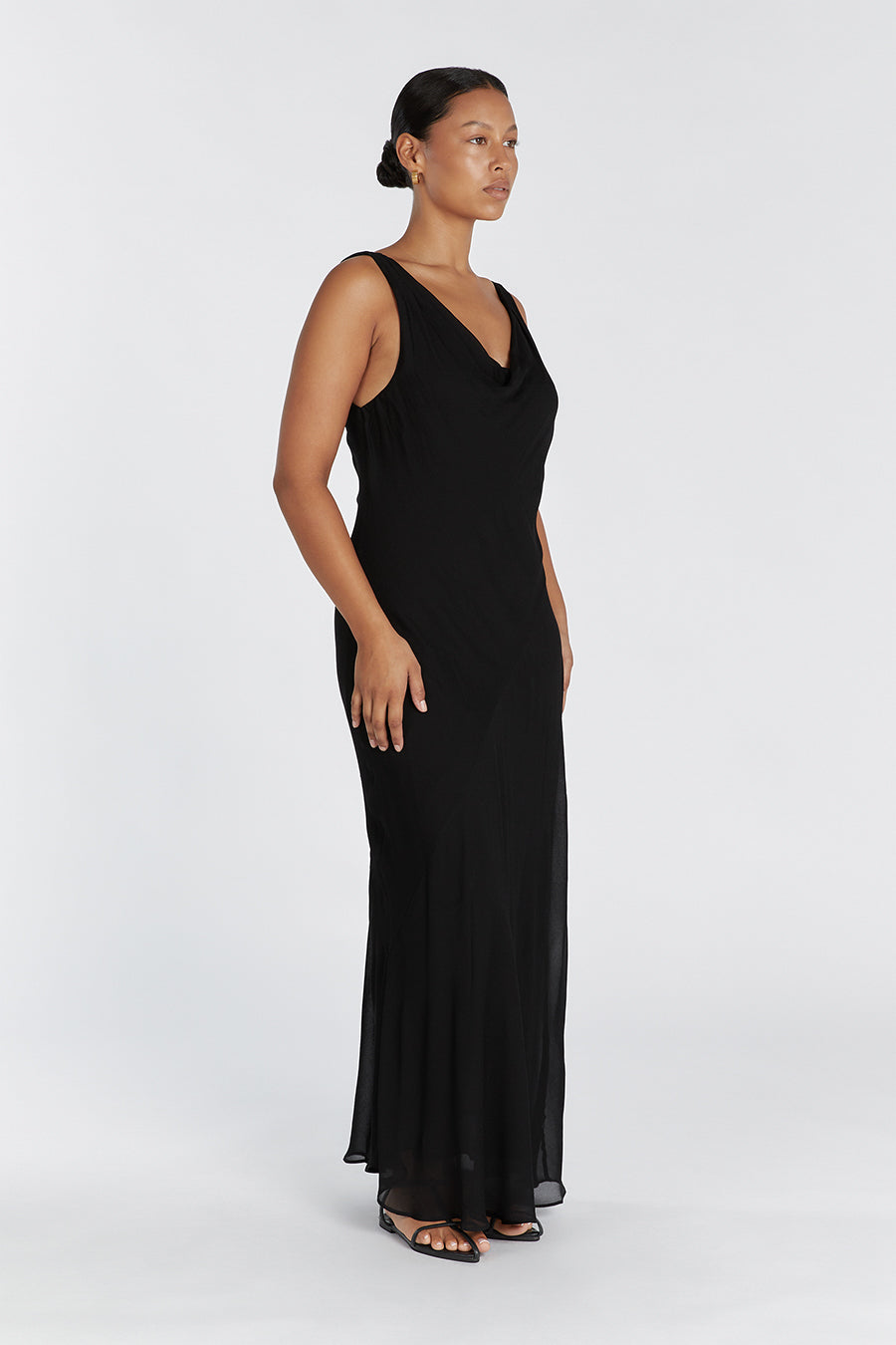 Johnny Black Viscose Cowl Neck Midi Dress - Sleeveless Slip Style