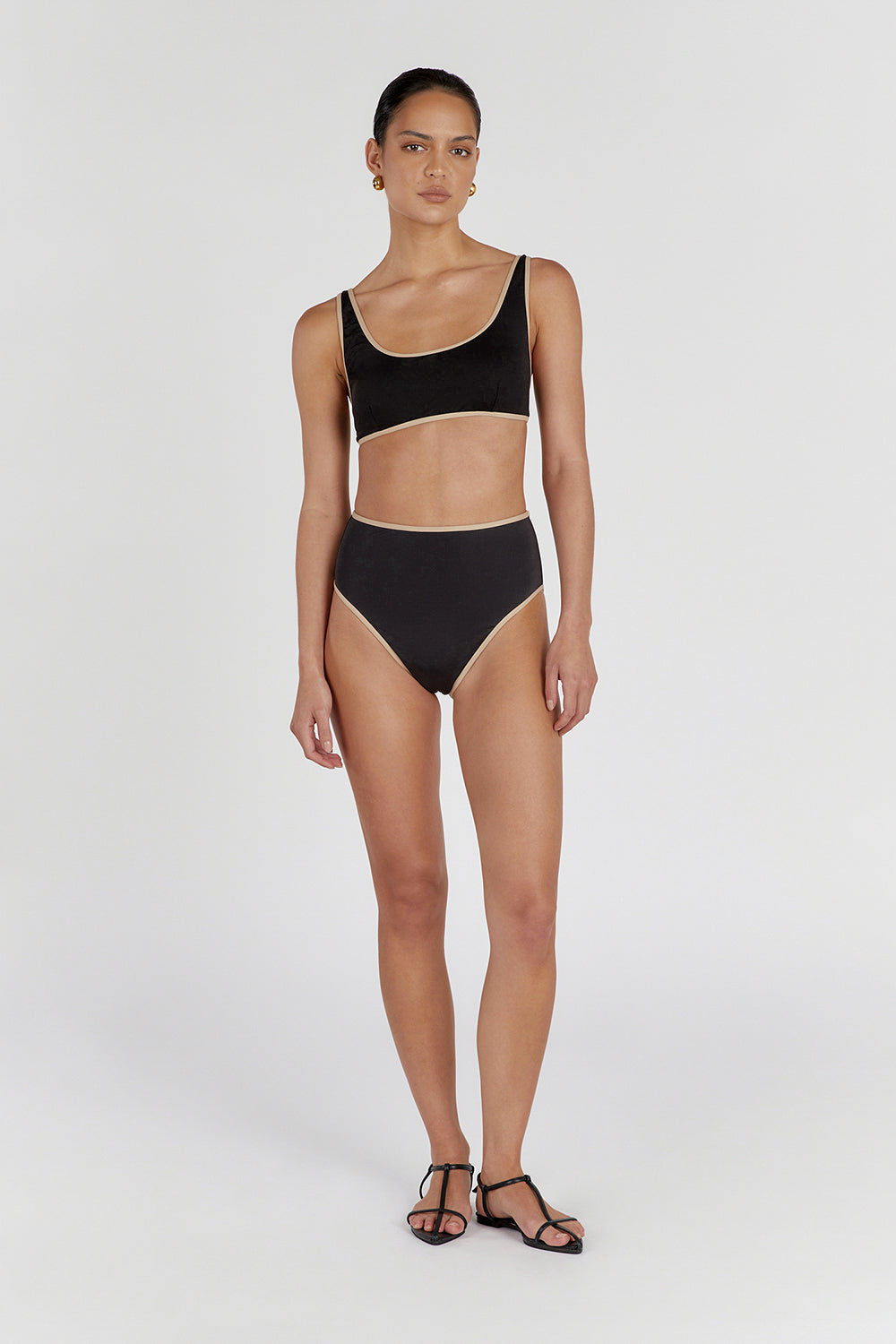 Bailey Black Scoop Neck Top with Contrast Bind & Back Strap
