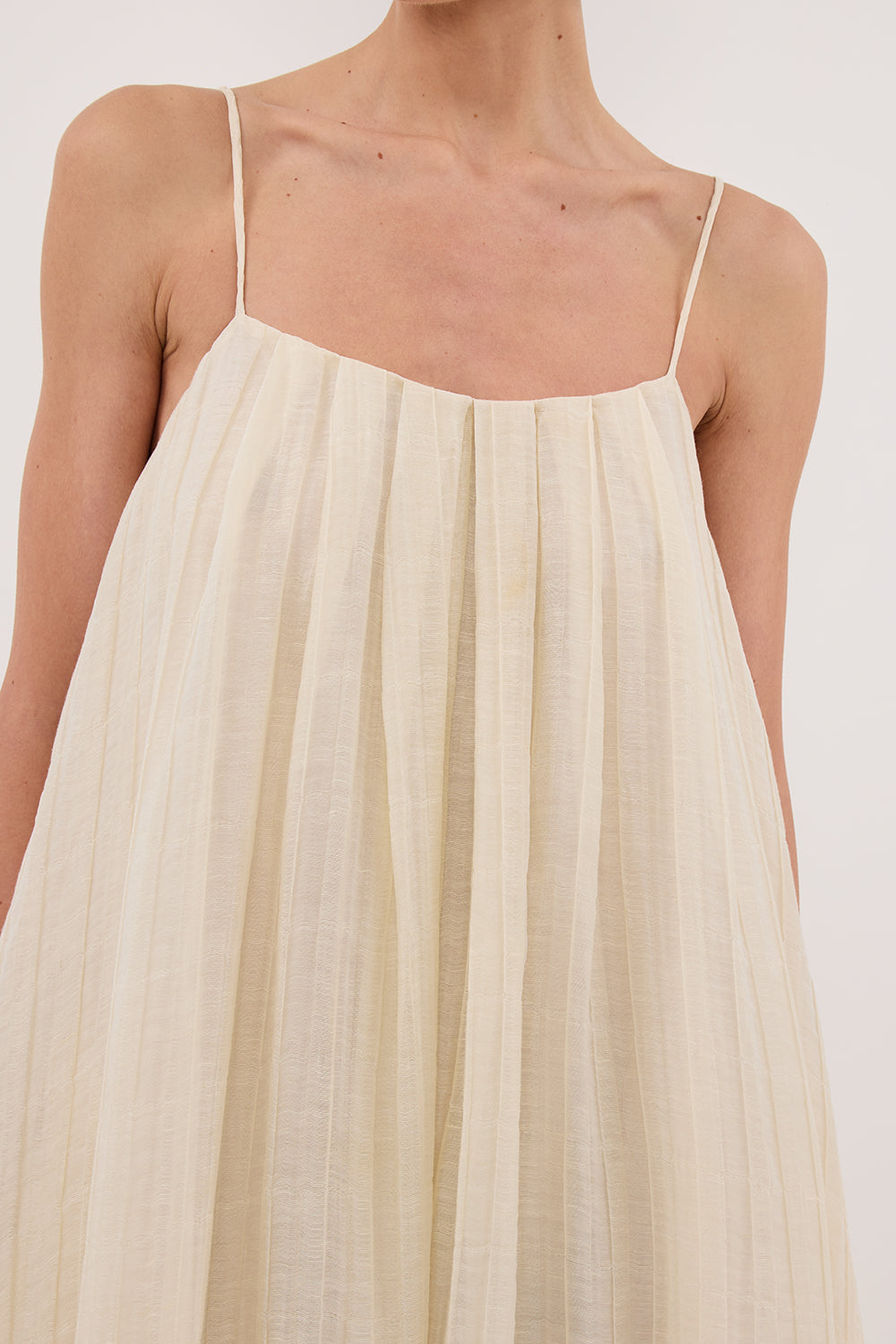 Linen Midi Dress with Pockets - Tahiti Lemon Sleeveless Summer Dress