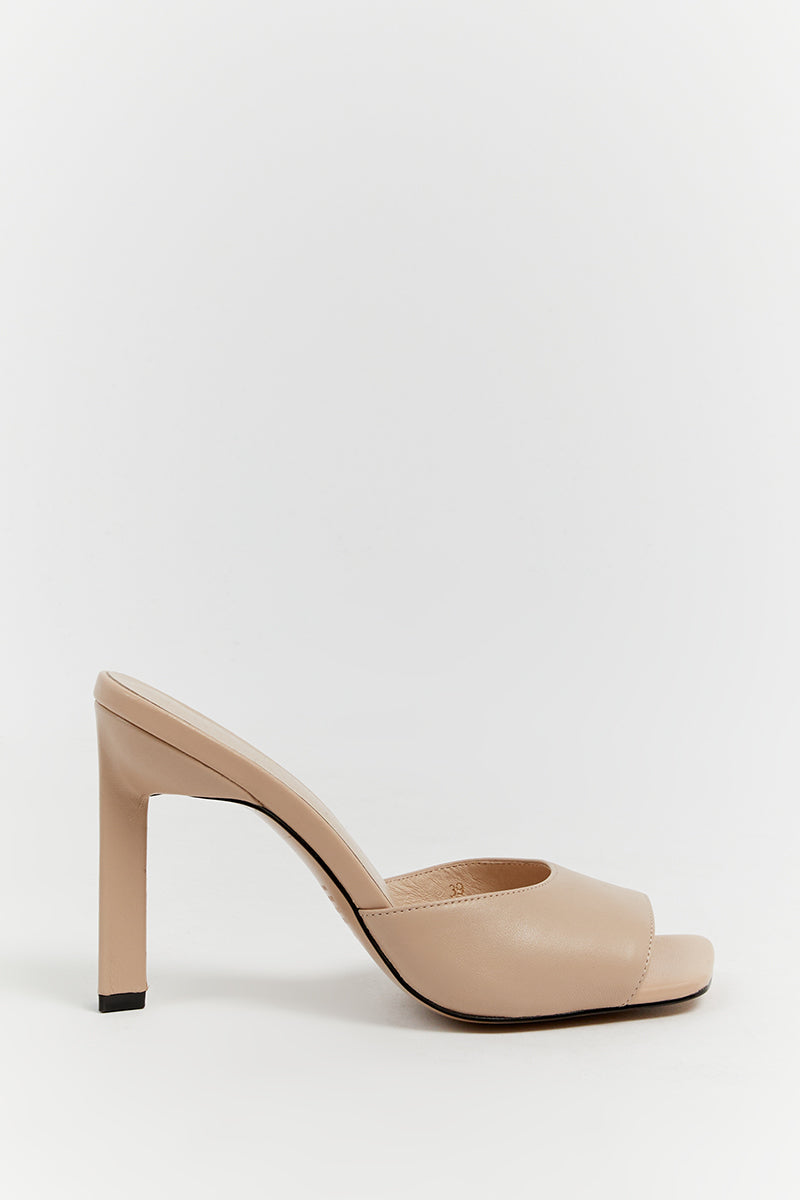 Alias Mae Fawn Cream Leather Open Toe Heels