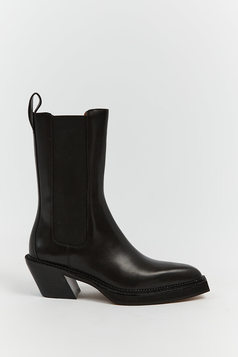 Alias Mae Gabbi Black Leather Mid Calf Boots - Square Toe