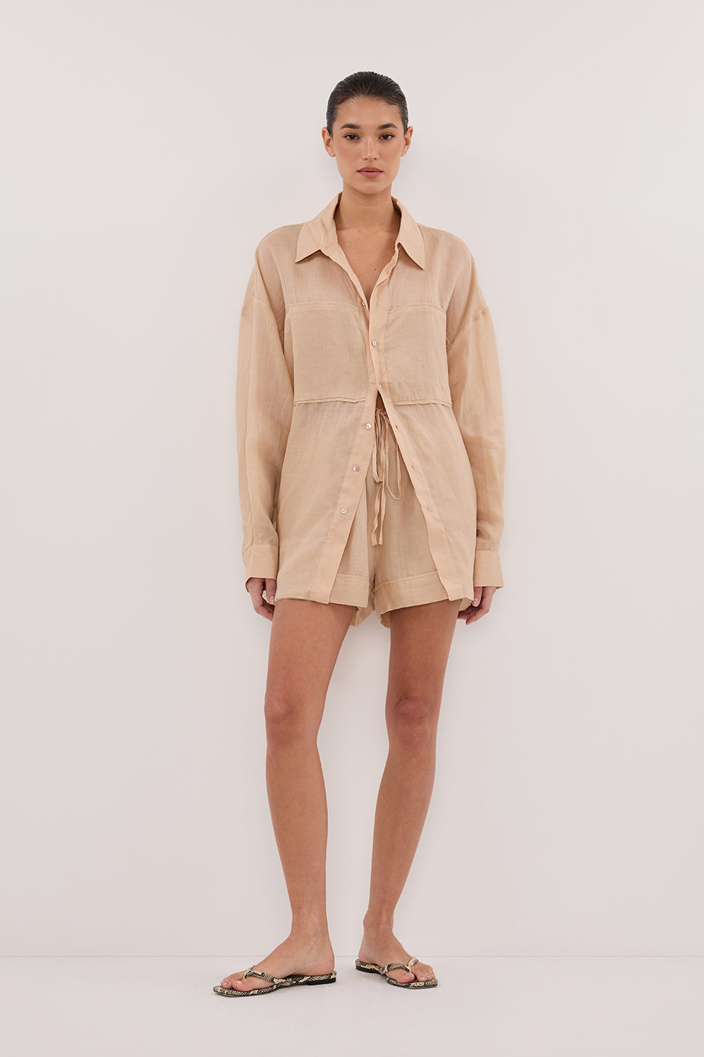 Kai Musk Oversized Ramie Shirt - Long Sleeve Relaxed Fit