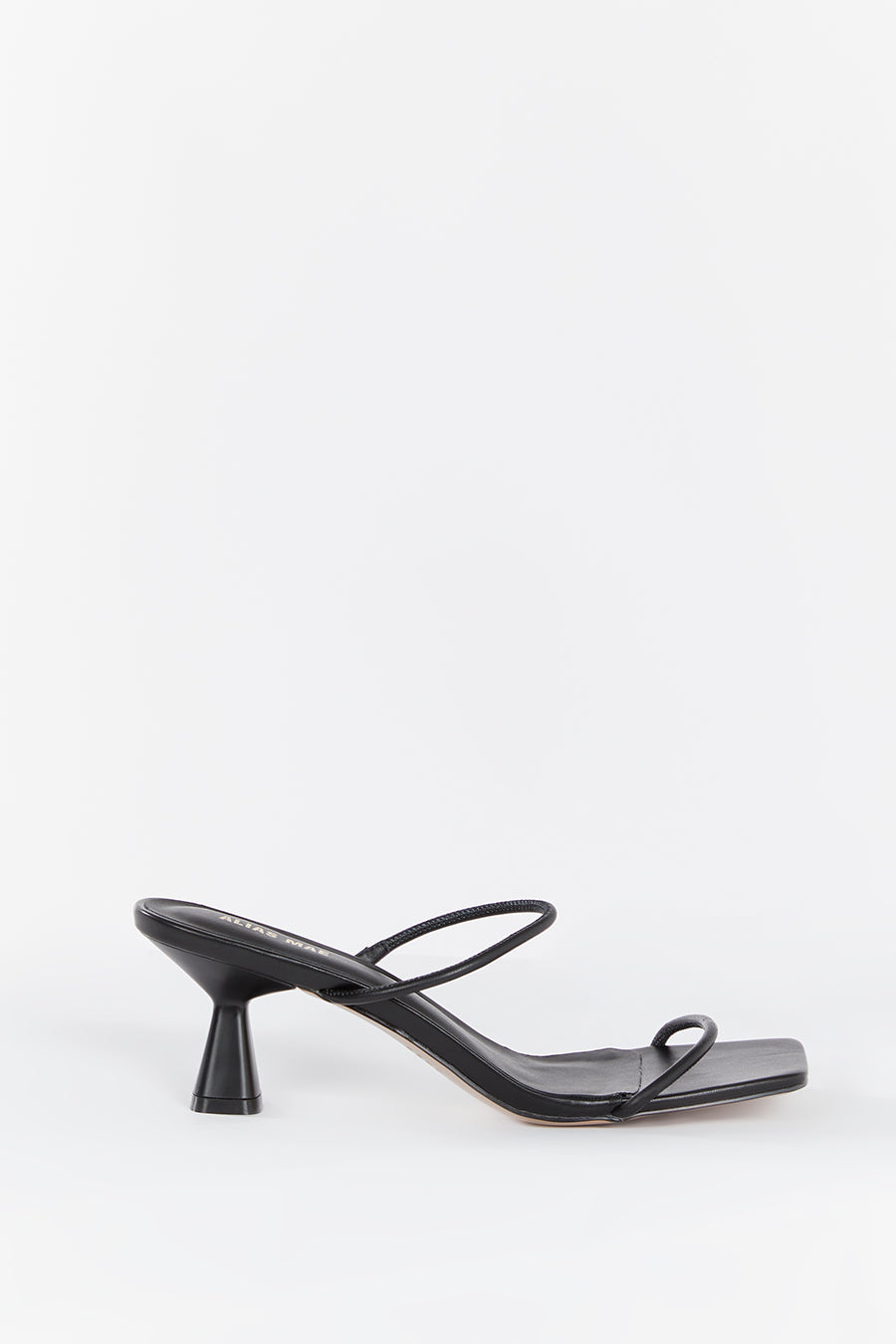 Alias Mae Hesse Black Leather Heeled Mules - Square Toe 60mm