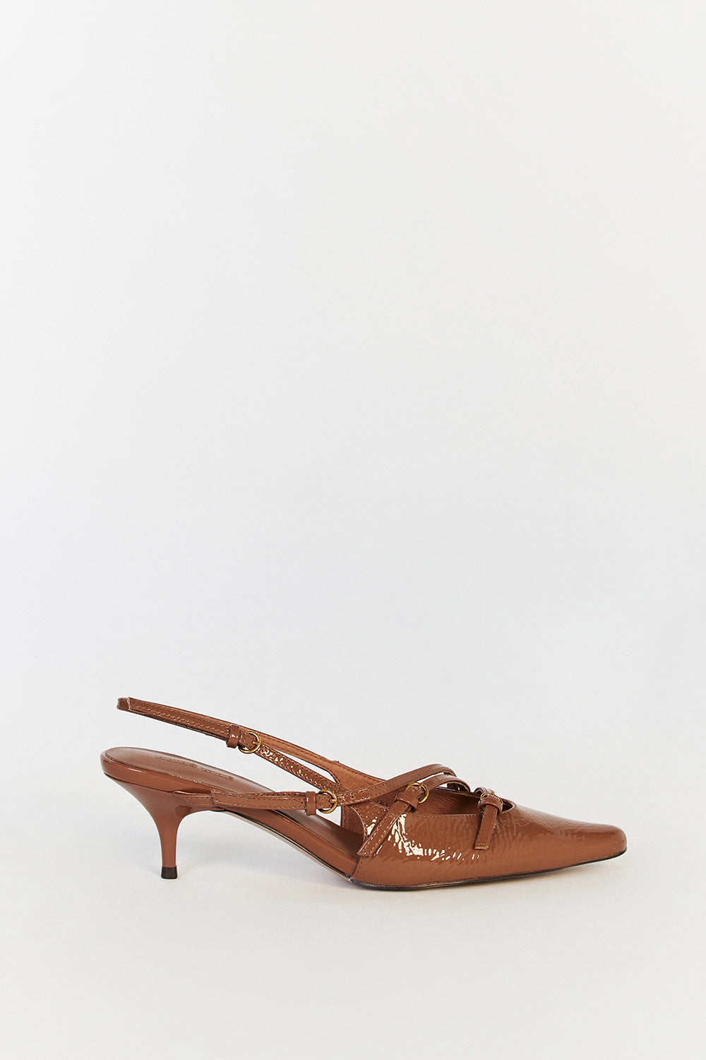 Alias Mae Iris Tan Patent Leather Slingback Heels