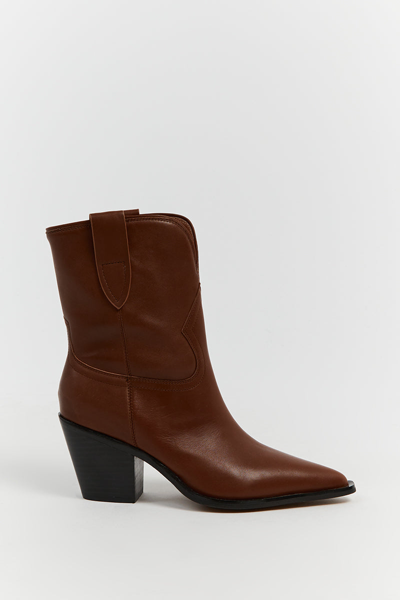 Alias Mae Martha Mocha Leather Ankle Boots with Block Heel