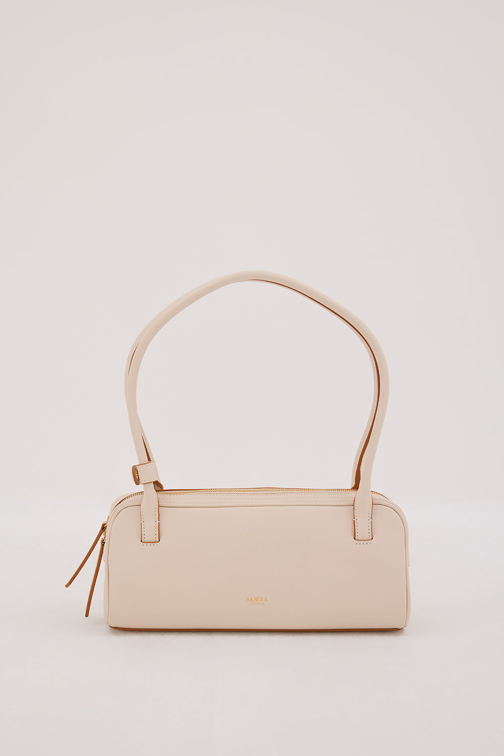 Sancia Lucca Cream Leather Handbag with Gold Hardware