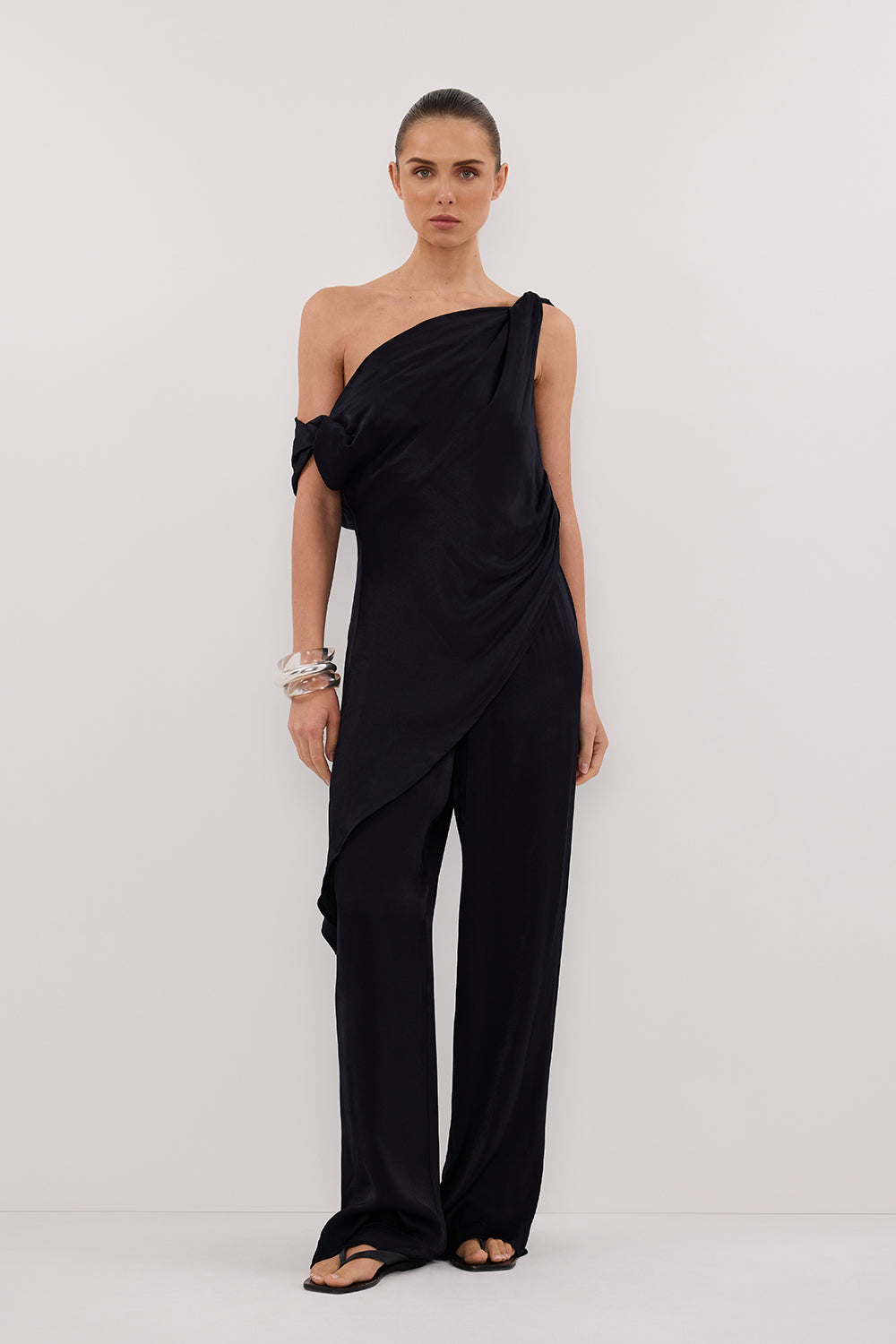 Monica High Rise Satin Pants - Relaxed Straight Leg