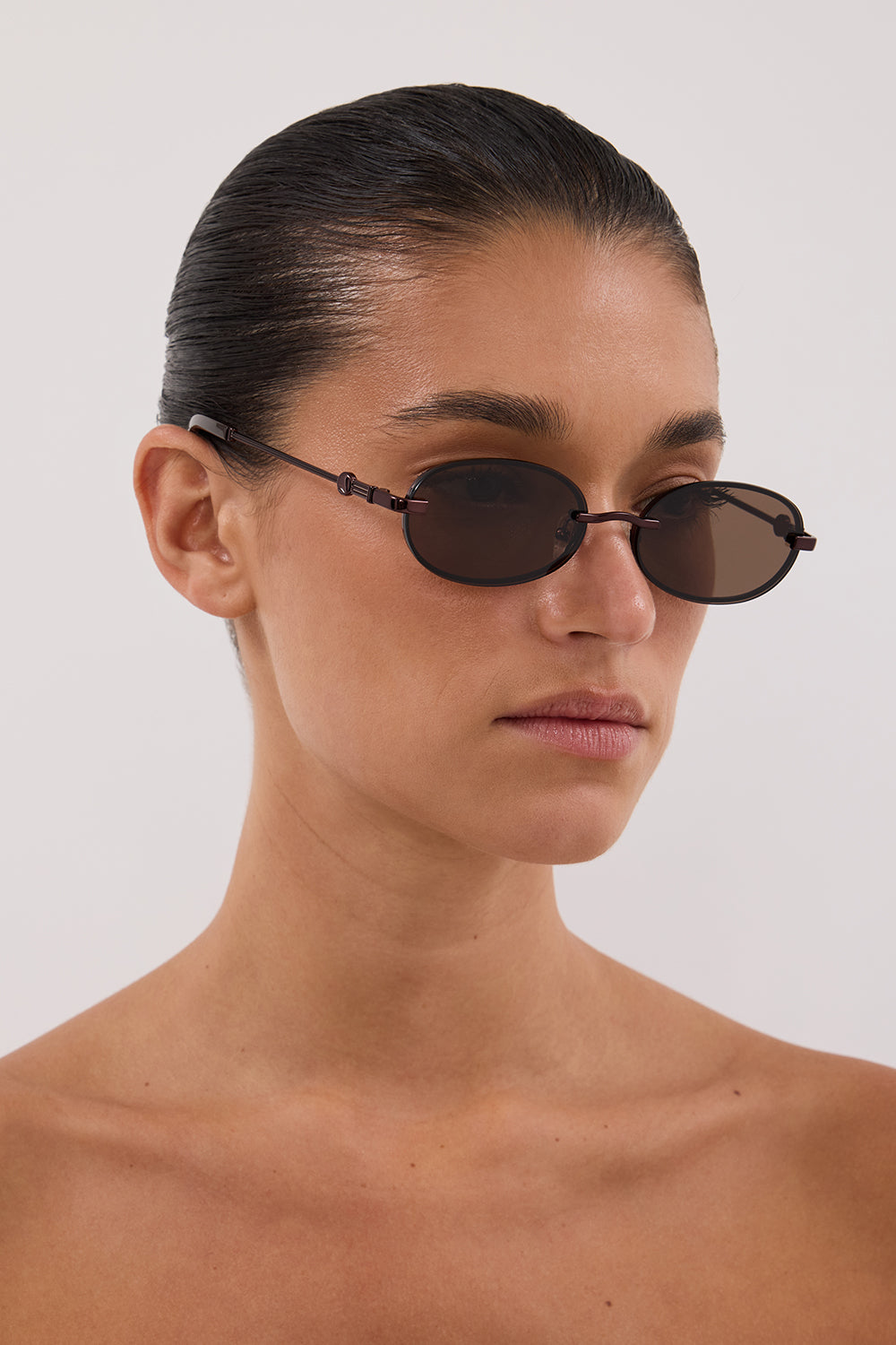 LUV LOU Bronze Oval Sunglasses with UV Protection – Handcrafted