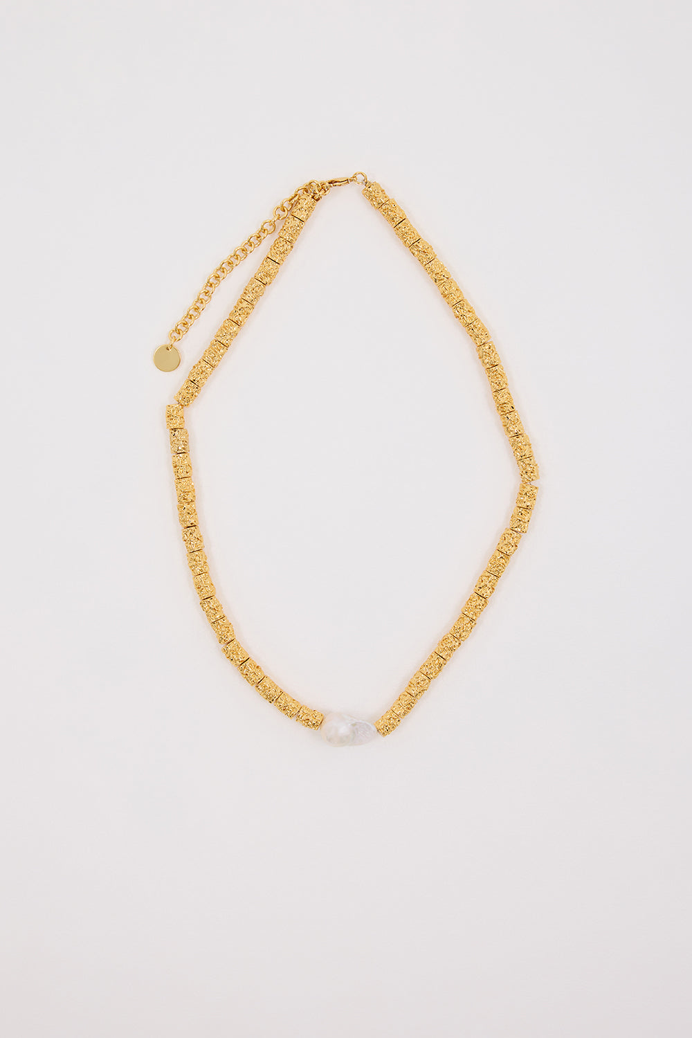 Amber Sceats Liora Gold Pearl Necklace with Textured Chain