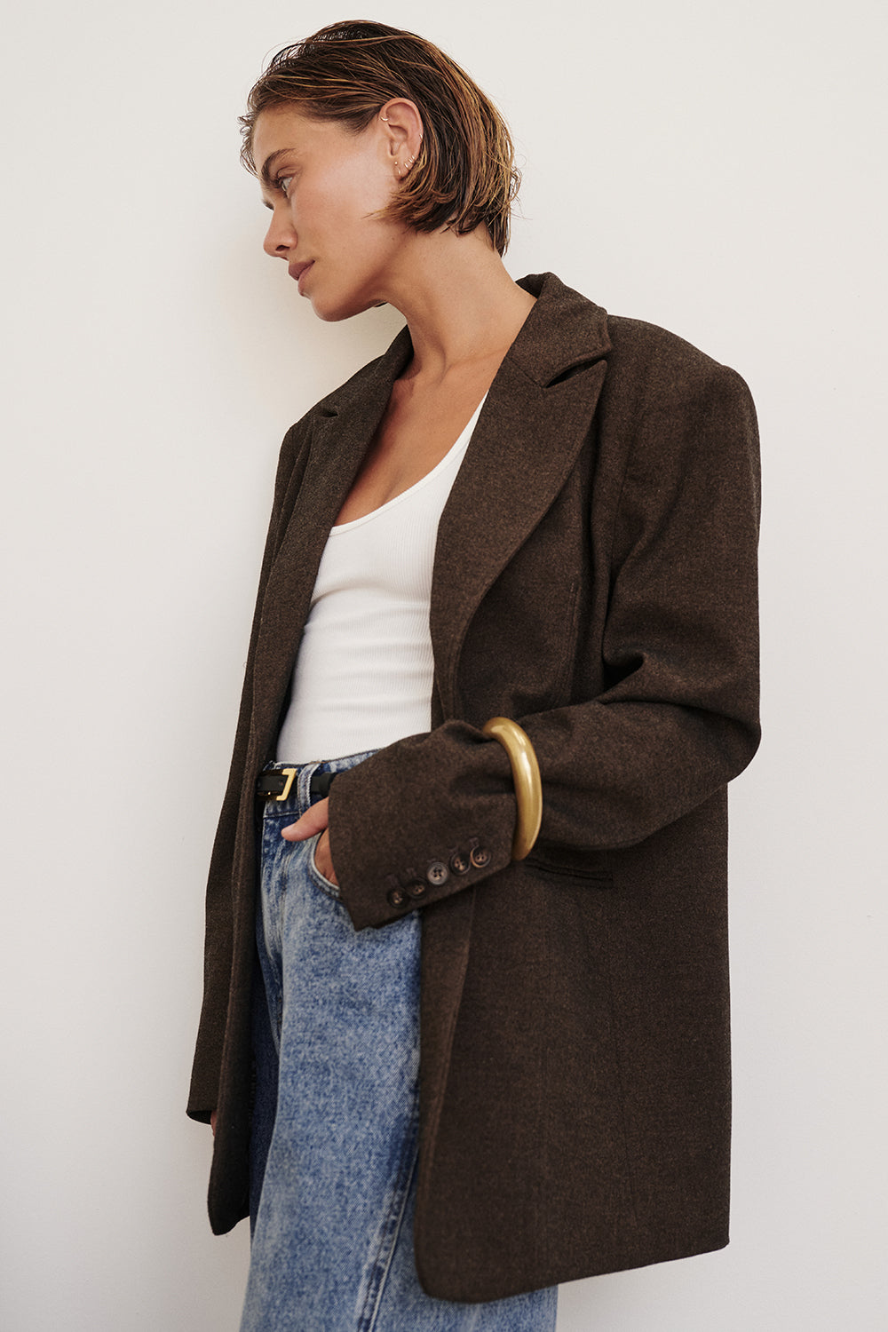 Charlie Choc Oversized Wool Blend Blazer - Boxy Lapel Jacket
