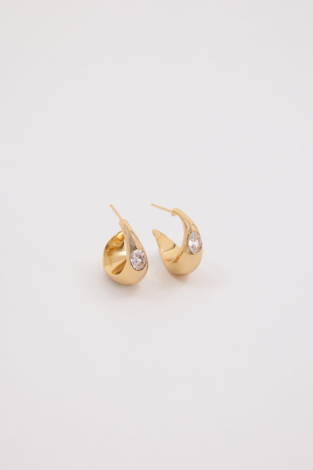 Amber Sceats Gold Teardrop Hoop Earrings with Crystal Detail
