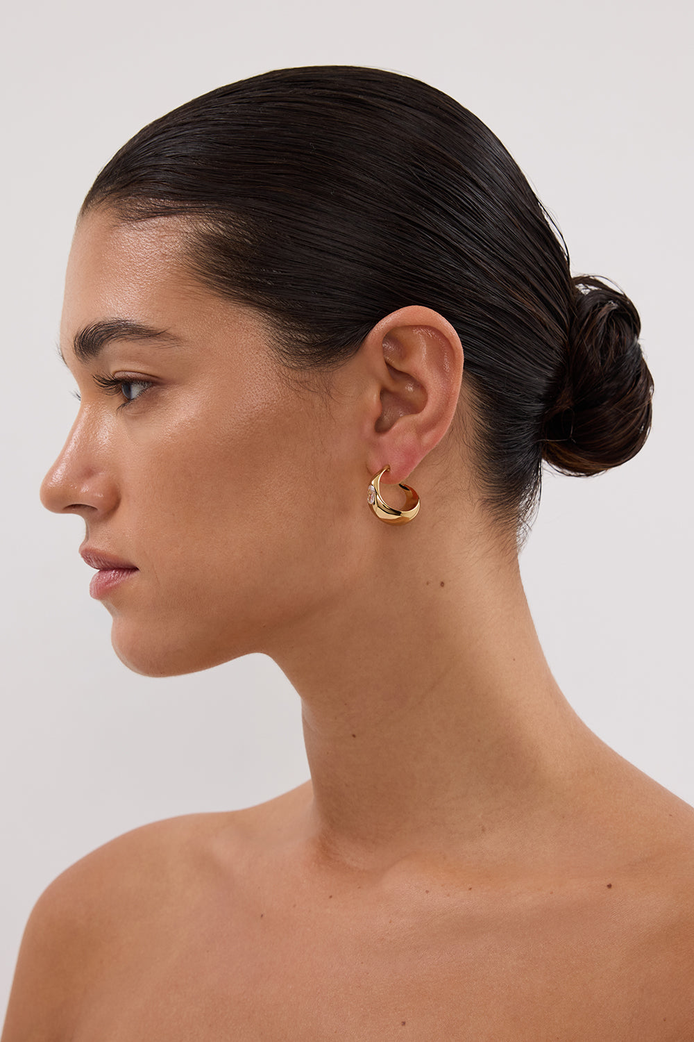 Amber Sceats Gold Teardrop Hoop Earrings with Crystal Detail