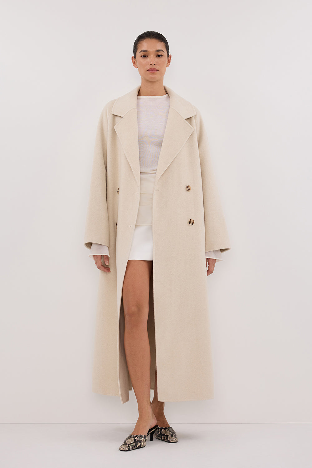 York Oversized Wool Blend Trench Coat - Longline Boxy Silhouette