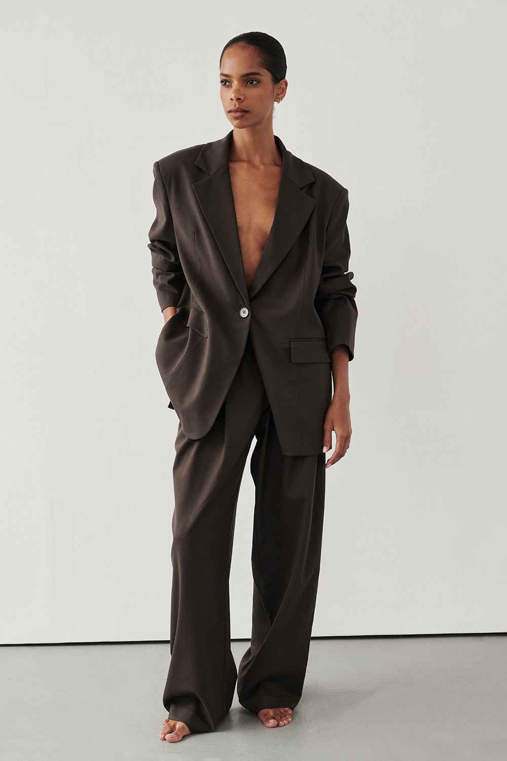 Eden Bitter Chocolate High Rise Tailored Pants for Women