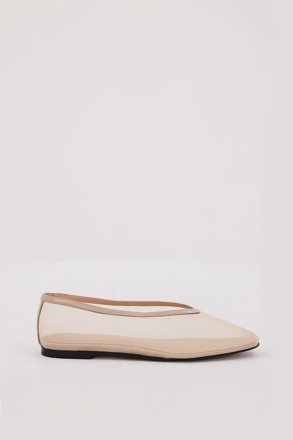 DOF Studios Nude Mesh Ballet Flats with Leather Sole
