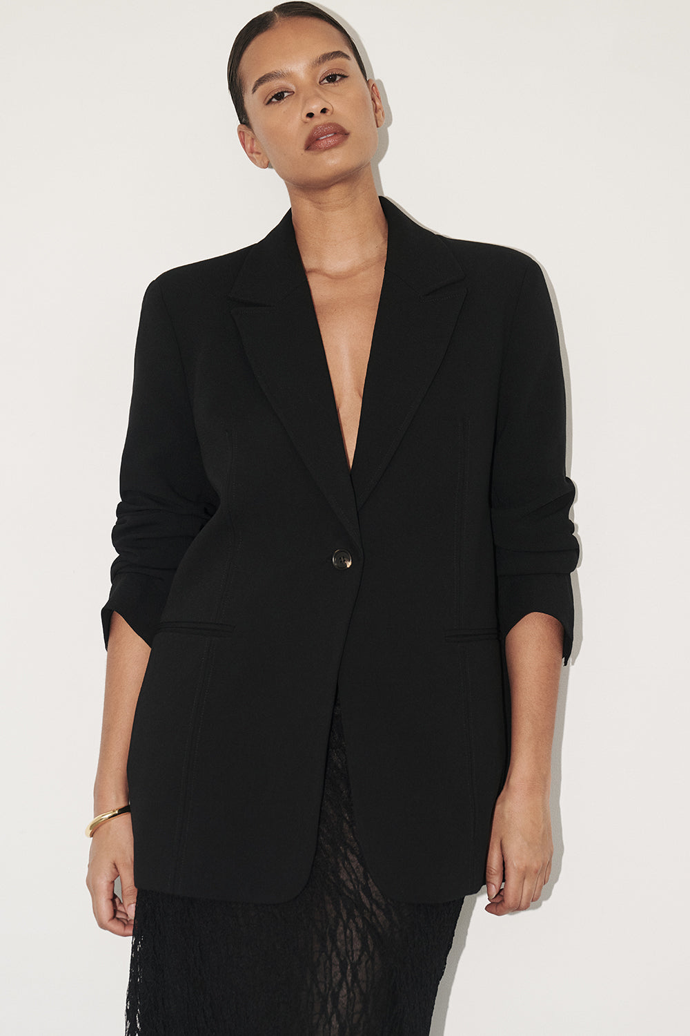Westwood Oversized Boyfriend Blazer with Tort Button Closure