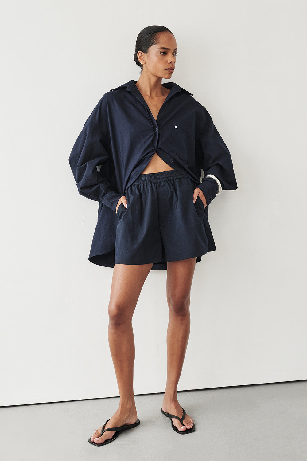 DISSH Rhea Ink Oversized Cotton Shirt - Long Sleeve Collared Button-Up