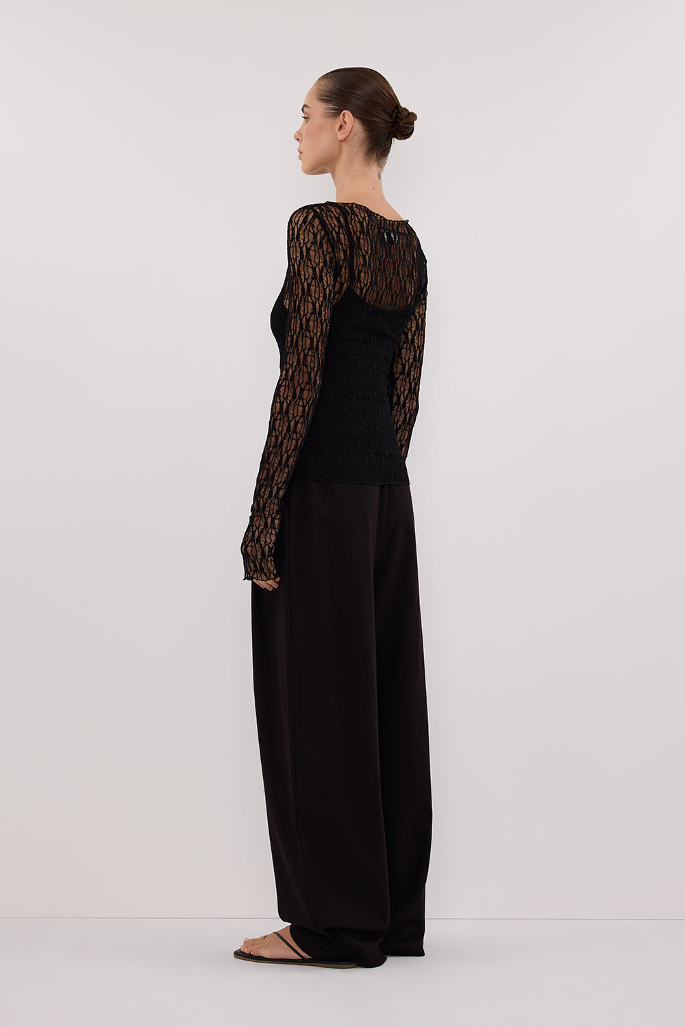 Lizzie Black Lace Long Sleeve Top with Removable Lining