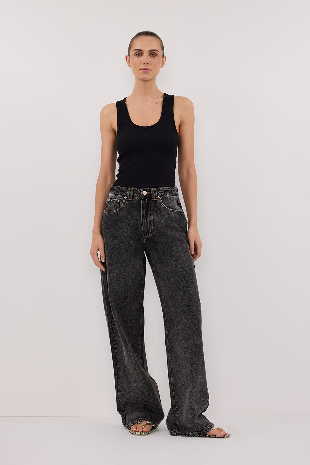 DISSH Reagan 2.0 Washed Black Tall Relaxed Jeans