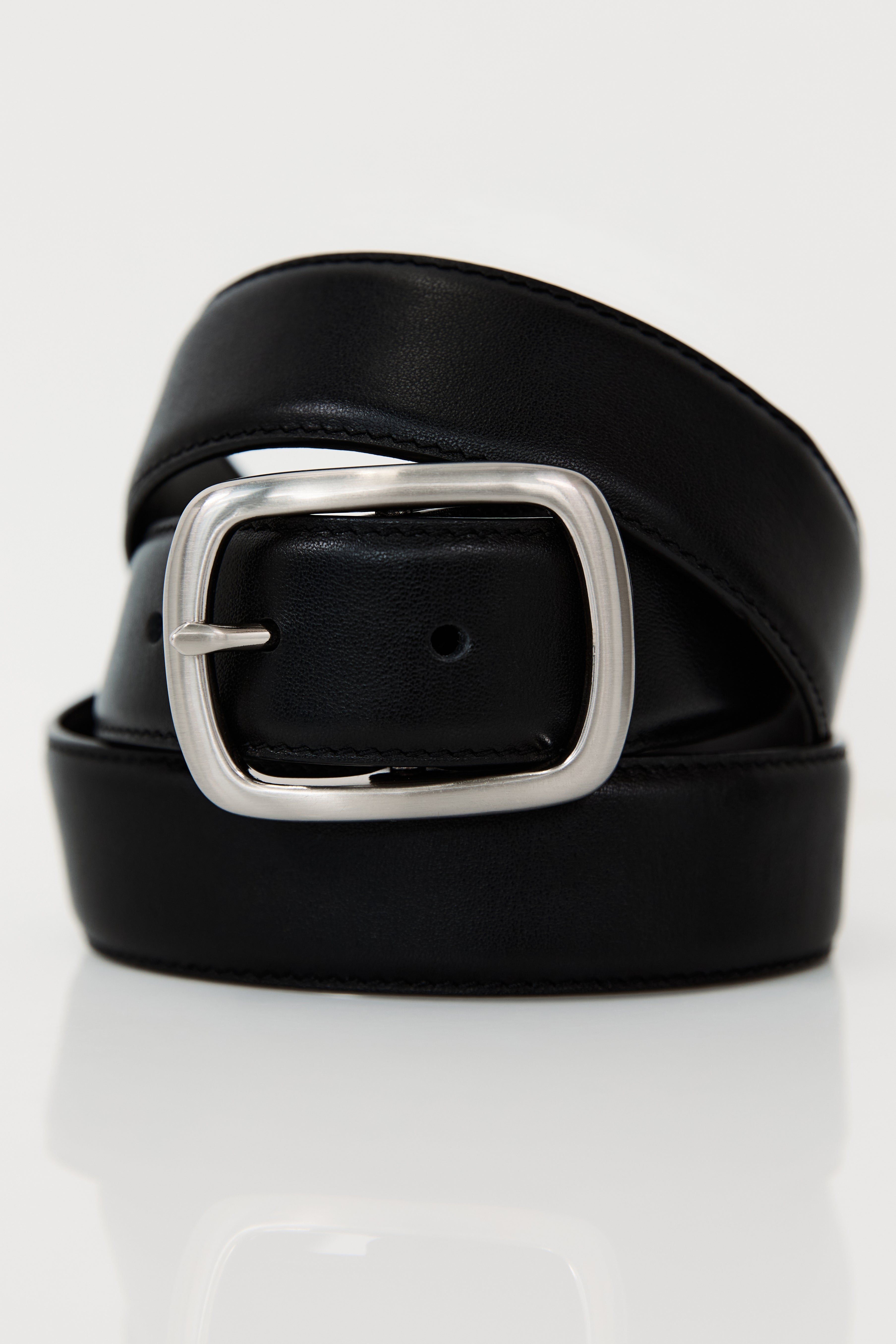 Bradford Leather Belt for Men - Silver Matte Finish & Adjustable