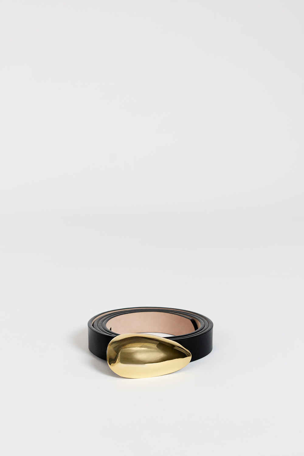 Heaven Mayhem Black Leather Belt with 14k Gold Buckle