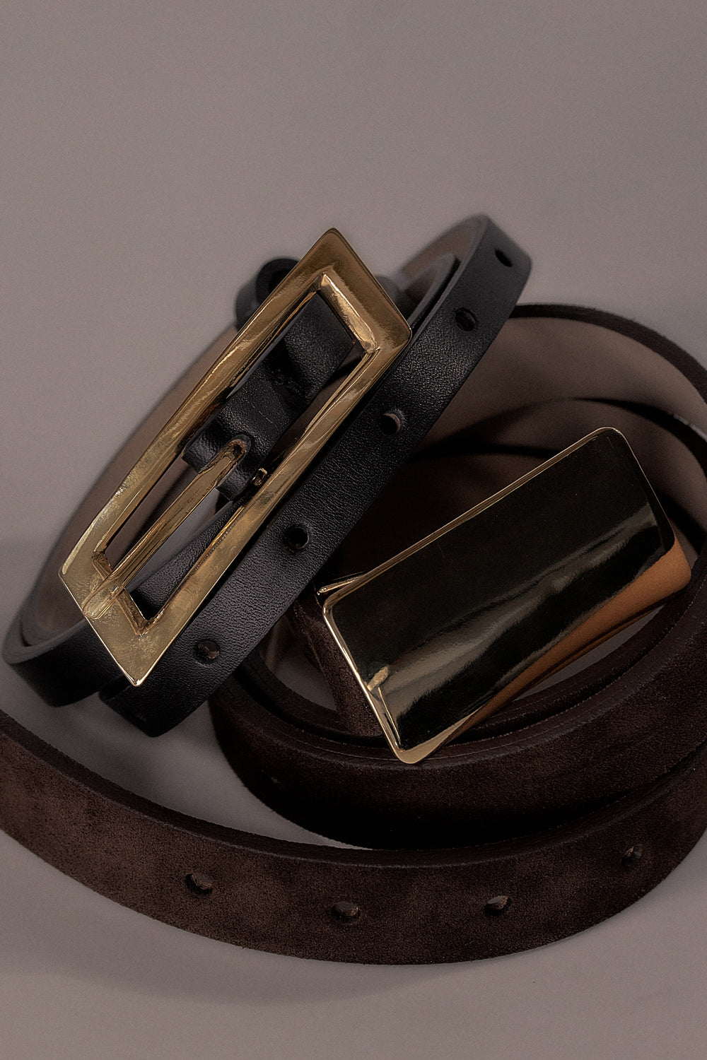 Heaven Mayhem Black Leather Belt with Gold Buckle – Adjustable Waist Strap