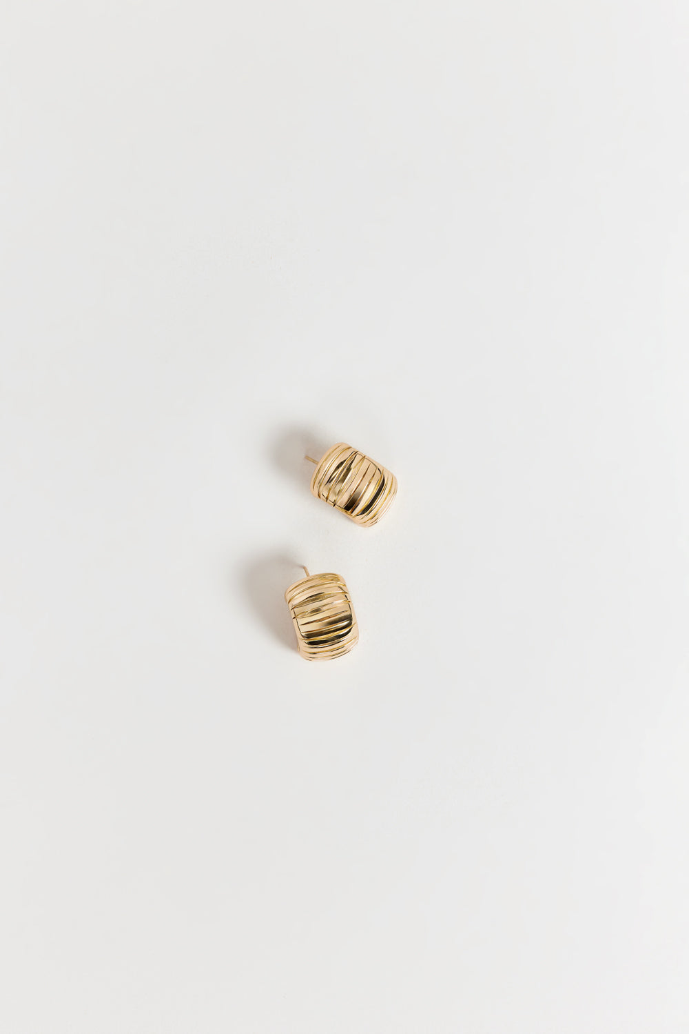 14k Gold Plated Open Hoop Earrings by MÉGA | Ribbed Detailing