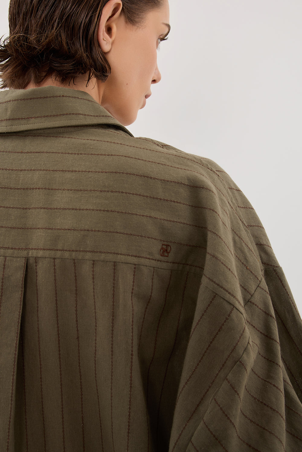 Ollie Moss Oversized Stripe Shirt – Relaxed Long Sleeve Button-Up