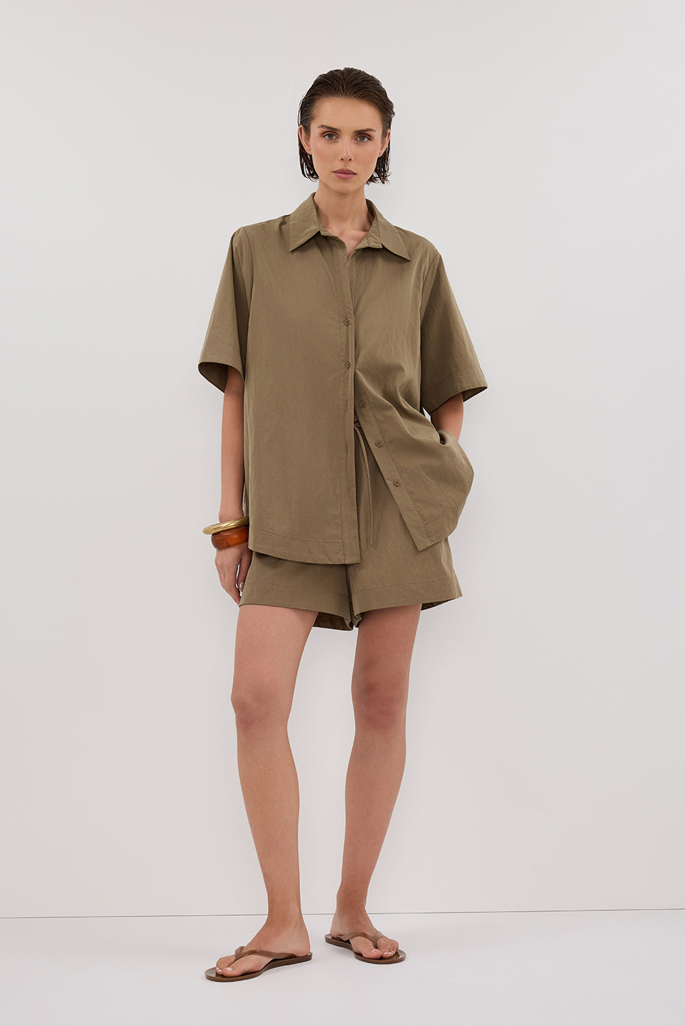 Amara Moss Modal Blend Oversized Button-Down Shirt