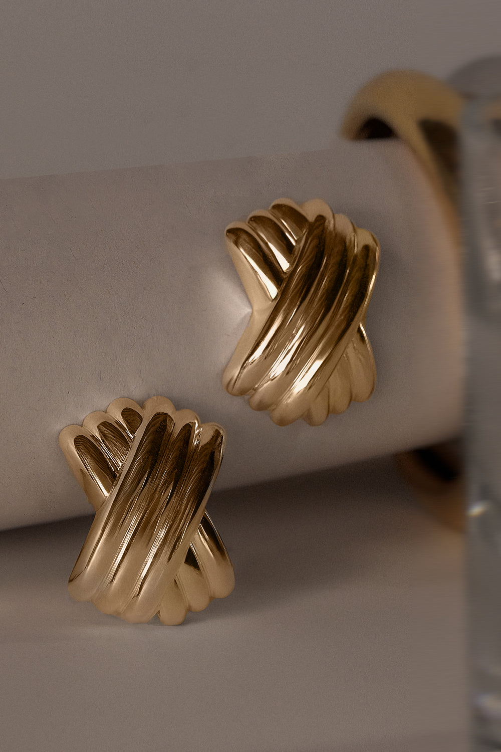 14k Gold Plated Triple X Earrings by MÉGA | Stud Closure