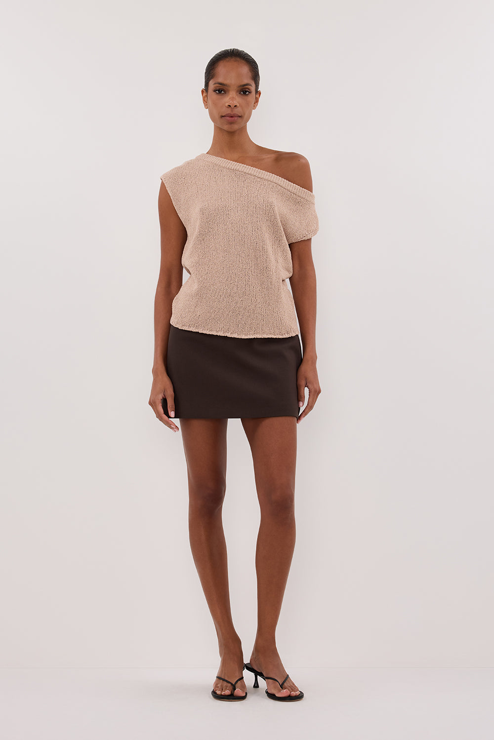 Kerry Tan Asymmetrical Knit Top - Relaxed Fit Textured Neckline