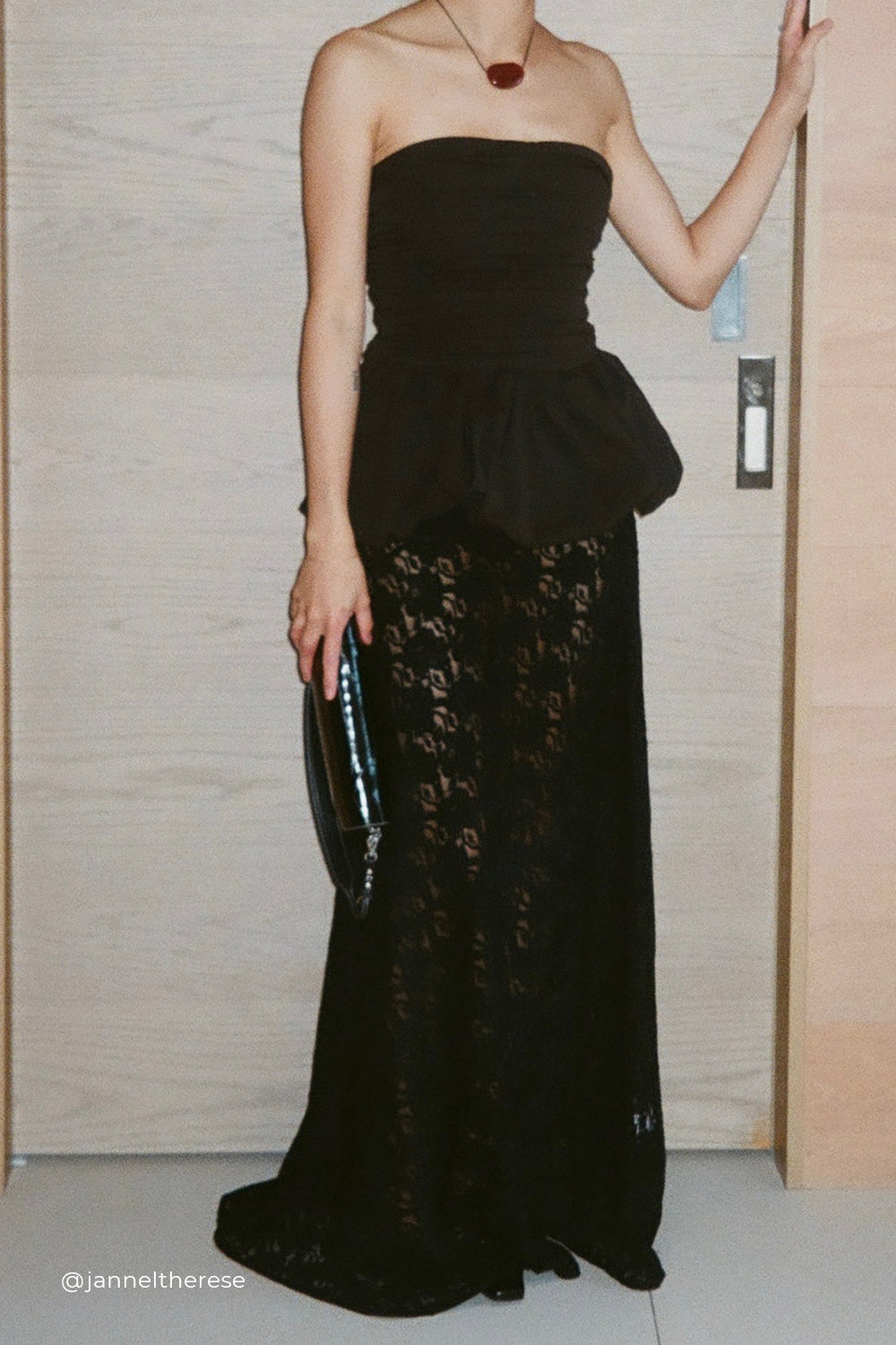 Loula Black Lace Midi Skirt - Sheer Stretch with Side Zip