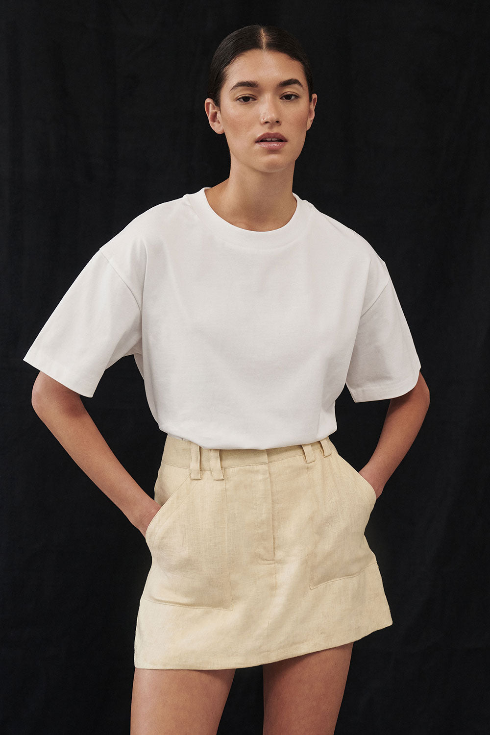 Eva High Waisted Linen Skort with Concealed Shorts
