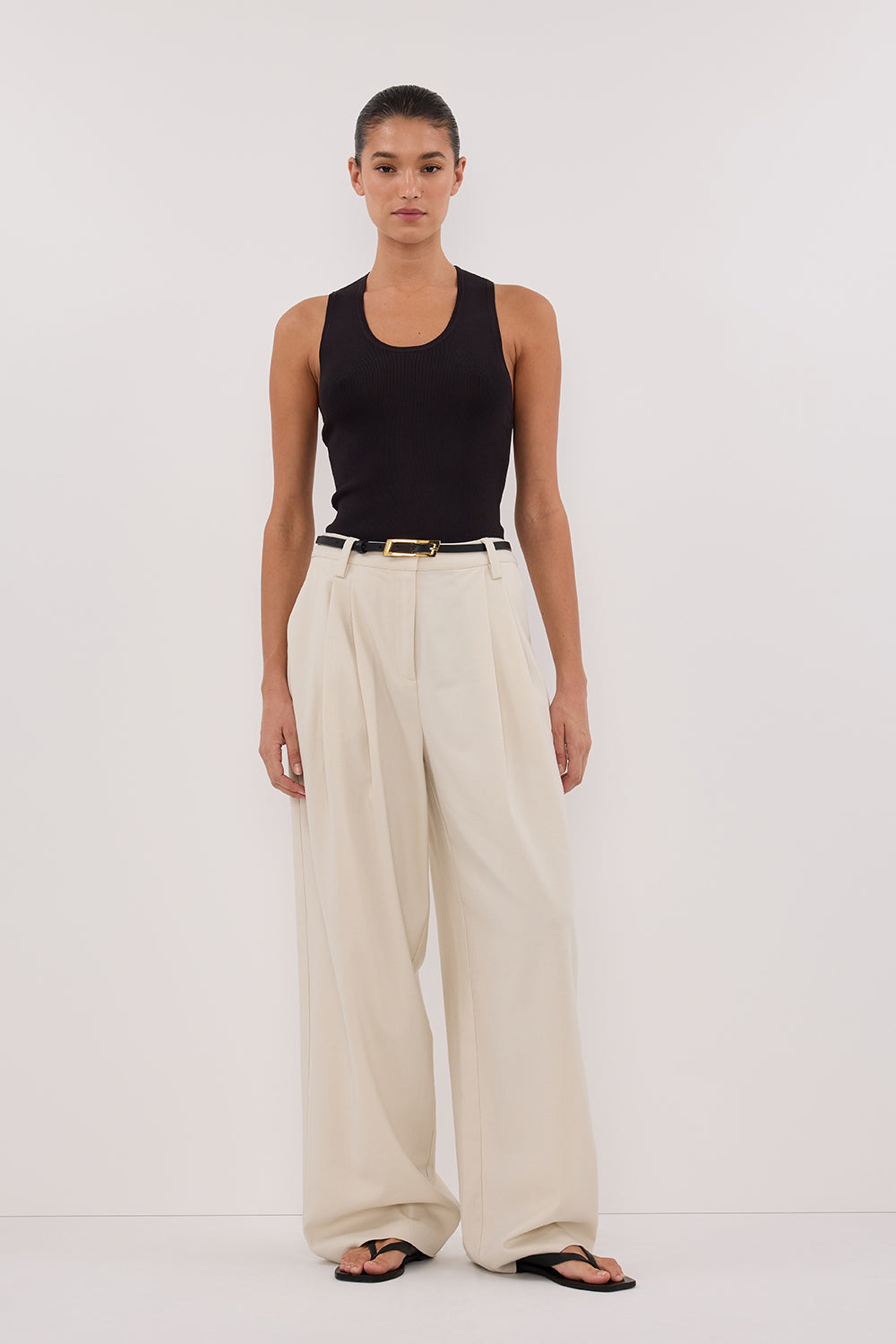 Devin Washed Black Racerback Tank Top - Sleeveless Scoop Neck