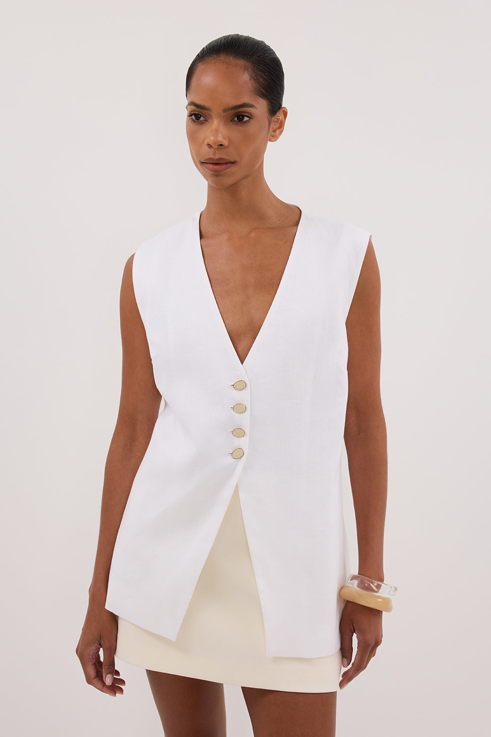 High Rise A-Line Skort with Concealed Shorts | SOHO Cream